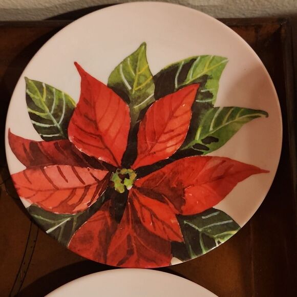 Mulberry Poinsettia Melamine 8" Salad Plate Set of 4 - Picture 3 of 6